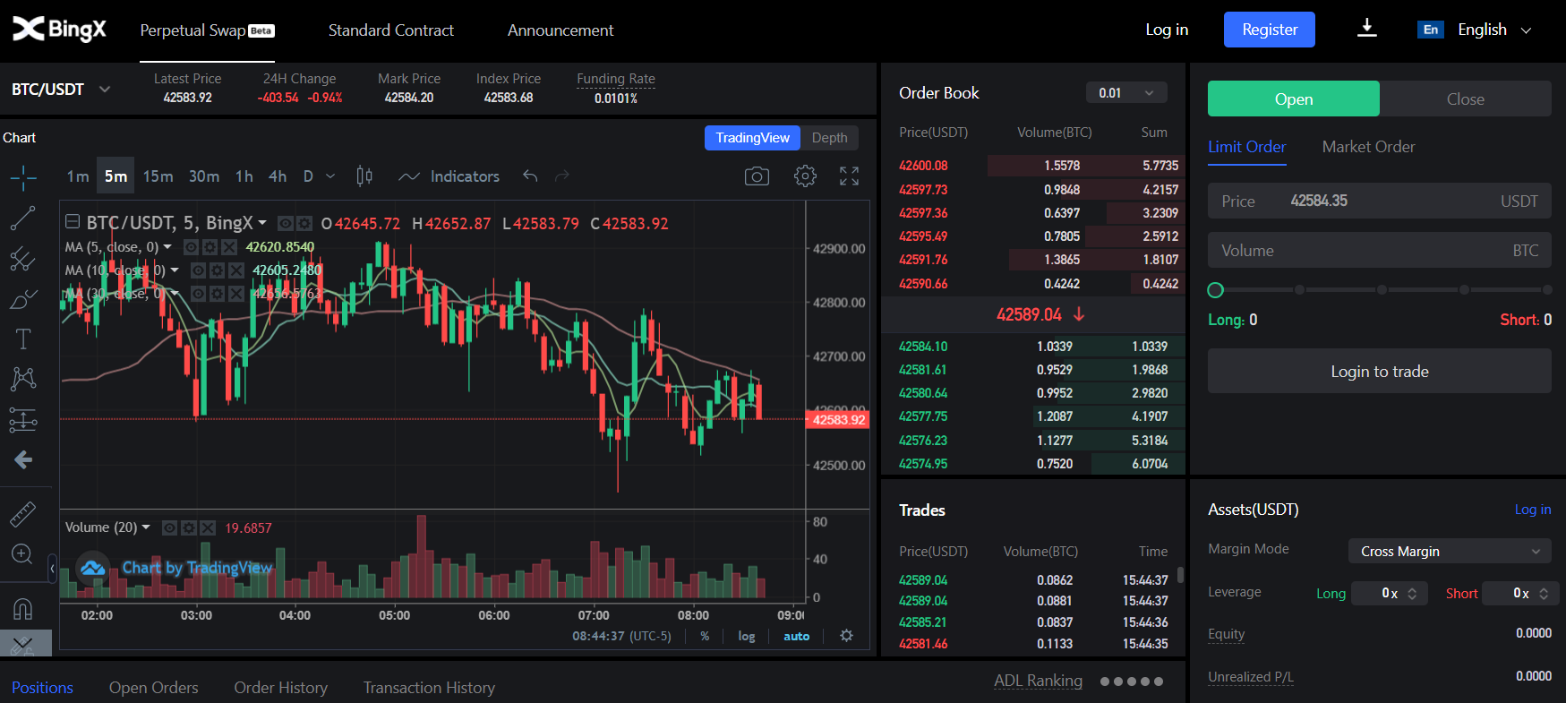O BingX oferece um terminal simples e intuitivo O BingX oferece um terminal simples e intuitivo