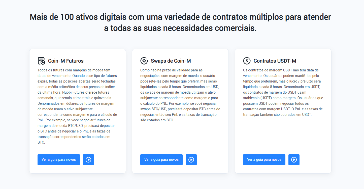 A plataforma de negociação Huobi Global oferece produtos derivados de criptomoedas A plataforma de negociação Huobi Global oferece produtos derivados de criptomoedas