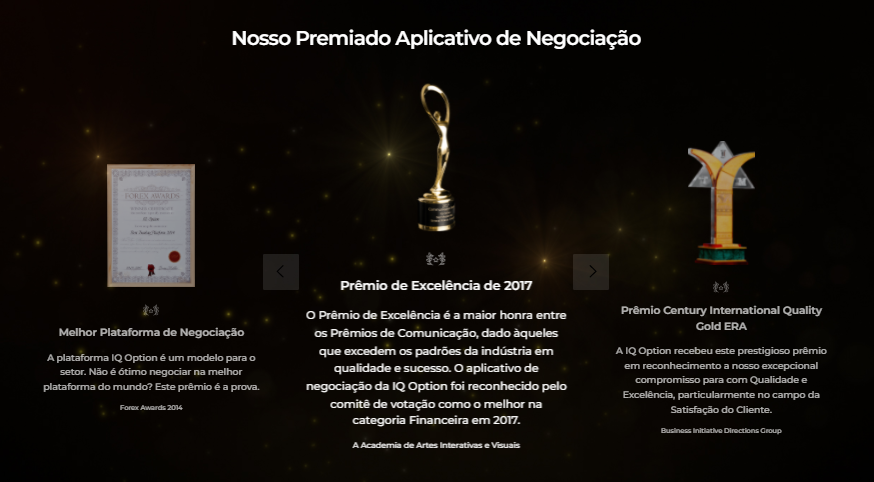IQ Option ganhou vários prêmios IQ Option ganhou vários prêmios