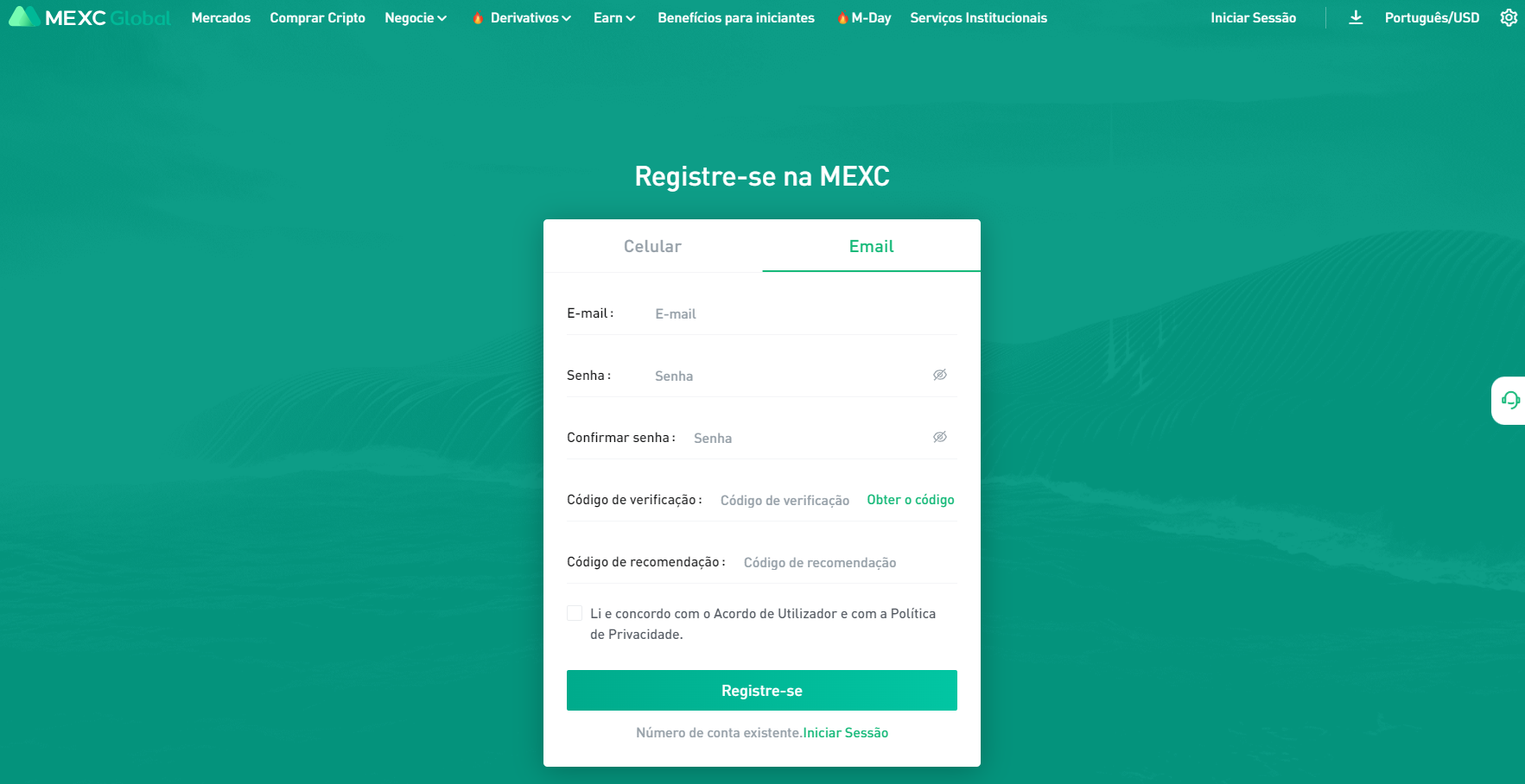 Página de registro Página de registro