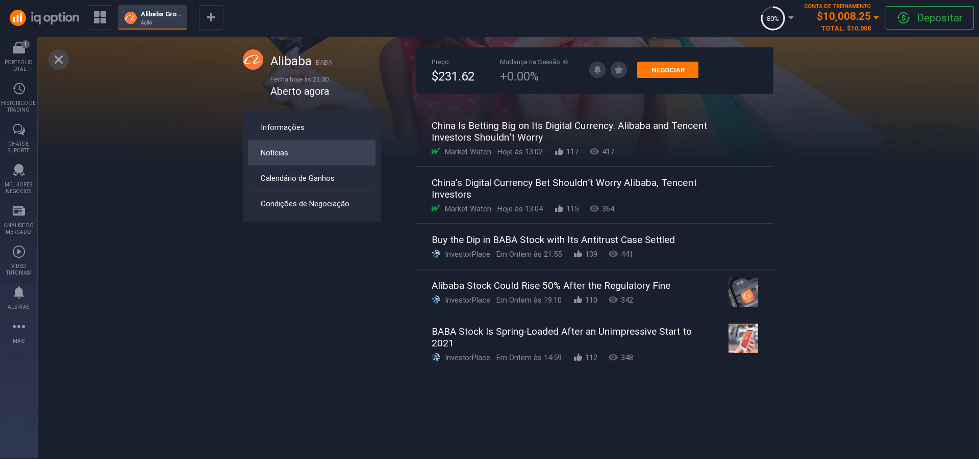 Notícias Ações da Alibaba Notícias Ações da Alibaba