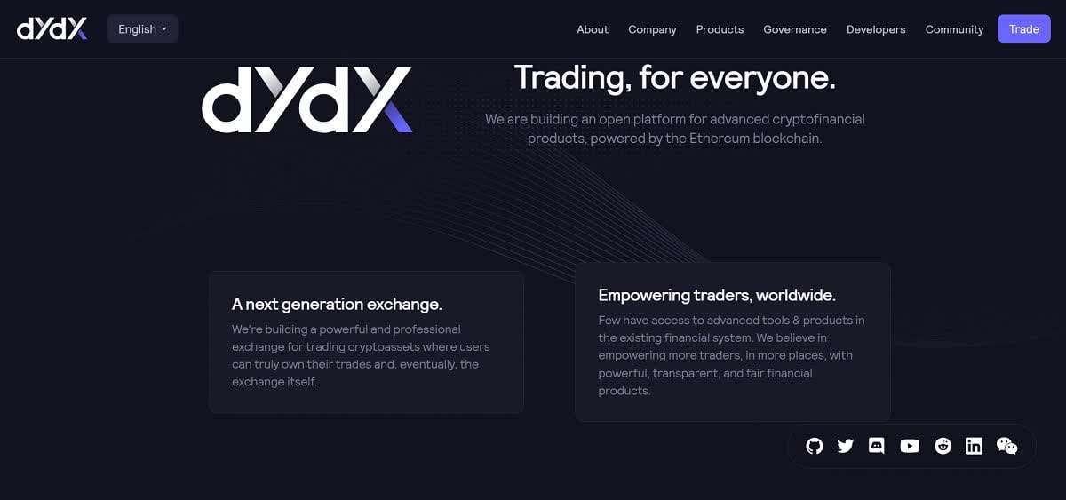 A plataforma dYdX tem muitas características únicas A plataforma dYdX tem muitas características únicas