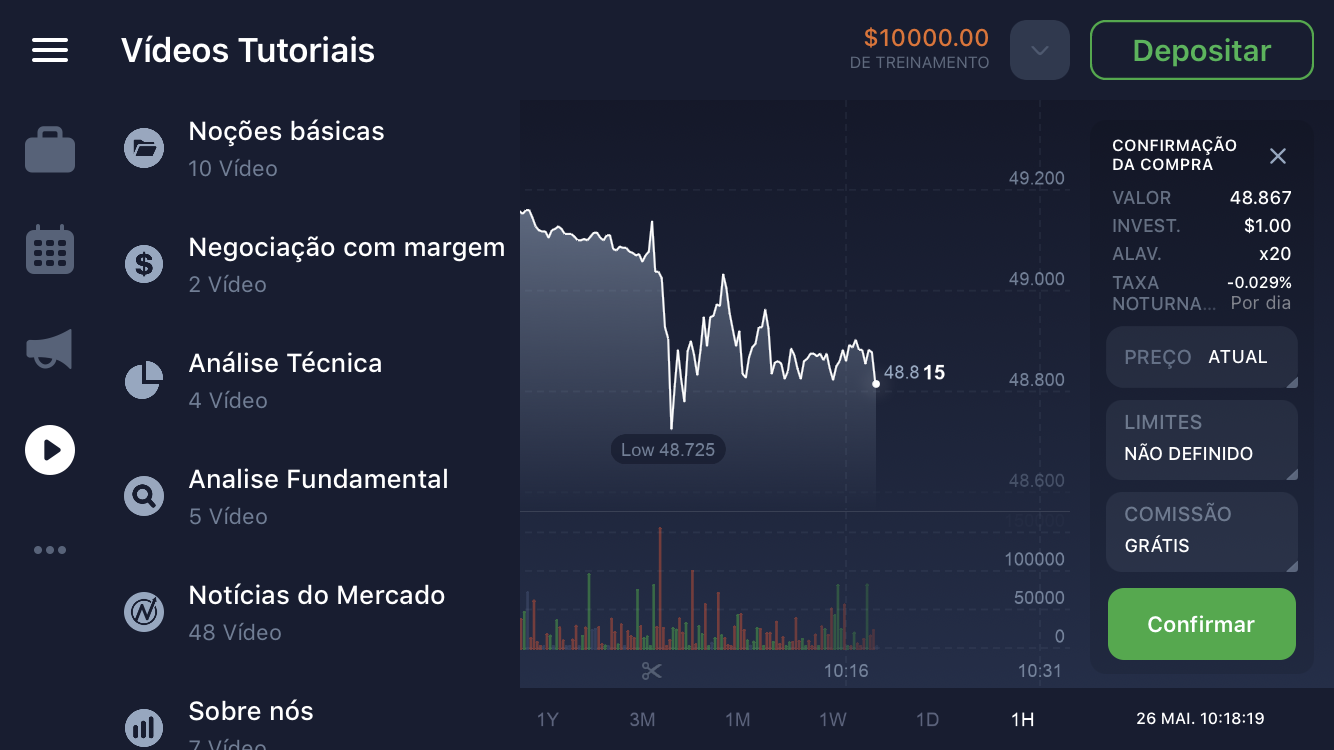 Interface de aplicativo móvel IQ Option Interface de aplicativo móvel IQ Option